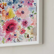"Watercolor Flowers 1" - Art Print in Light tones by Susanna Nousiainen - Frame Close-up