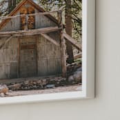 "Tin Shed" - Art Print in Forest Green by Anna Western - Frame Close-up