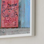 "Pink Door" - Art Print in Pink Coral by Hadas Tal - Frame Close-up