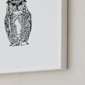 "Hibou" - Art Print in Black by IMG_101 - Frame Close-up