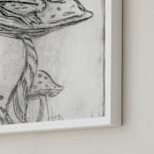 "Toad on Mushroom Monoprint" - Art Print in Charcoal by Marta Berk - Frame Close-up