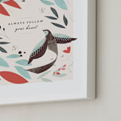 "Birds of Winter" - Art Print in Winter Berry by Lori Wemple - Frame Close-up