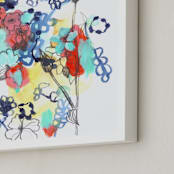 "Quirky Garden" - Art Print in Happy Blue by Sonal Nathwani - Frame Close-up
