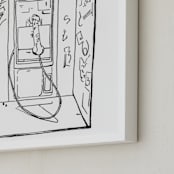 "The Phone Booth" - Art Print in Black and White by Michelle Waldie - Frame Close-up