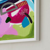 "Under the Blue Rainbow" - Art Print in Cactus Green by Jennifer McCully - Frame Close-up