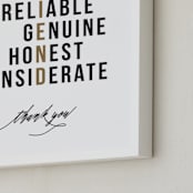 "Character of A True Friend" - Art Print in Gold by Jennifer Postorino - Frame Close-up