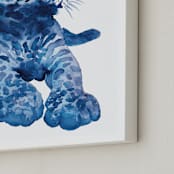 "Lovely Leopard" - Art Print in Bright Blue by Kelsey McNatt - Frame Close-up