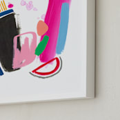 "The Dinner Table" - Art Print in Flamingo Pink by Jennifer McCully - Frame Close-up