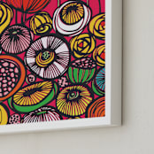 "Pop Art Blooms" - Art Print in Hot Pink by Gill Eggleston - Frame Close-up
