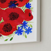 "Wild watercolor flowers" - Art Print in Scarlet by Alexandra Dzh - Frame Close-up