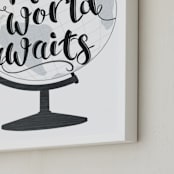 "World Awaits II" - Art Print in Light Grey by Johanna Phillips Huuva - Frame Close-up