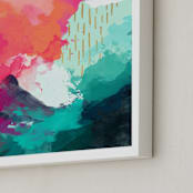 "The Storm Before the Calm" - Art Print in Teal/Pink by Jess Phoenix - Frame Close-up