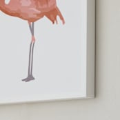 "Fla-la-mingo side" - Art Print in Flamingo pink by Johanna Phillips Huuva - Frame Close-up