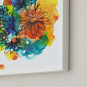 "Summer Bouquet" - Art Print in Golden Sun Yellow by Sonal Nathwani - Frame Close-up