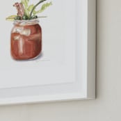 "It's Brunch O'Clock Somewhere" - Art Print in tomato red by Jackie Graham - Frame Close-up