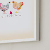 "Paired Chickens" - Art Print in Cream by hadley hutton - Frame Close-up