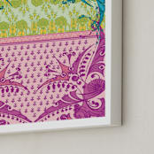 "Bohemian Fun" - Art Print in Vibrant Pink & Blue Split by Splendid Press - Frame Close-up