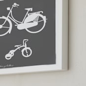 "La Famille de Bicyclettes" - Art Print in Slate Grey by Sheila Corcoran - Frame Close-up