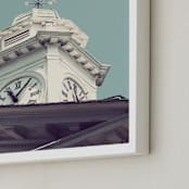 "The Time Teller" - Art Print in Vintage Sky Blue by Gray Star Design - Frame Close-up