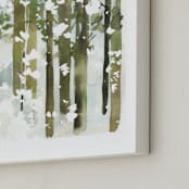 "Forest Snow" - Art Print in Forest Green by Yao Cheng Design - Frame Close-up