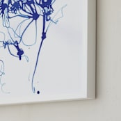 "Inky Blue Floral" - Art Print in Inky Blue by Sonal Nathwani - Frame Close-up