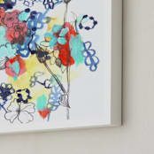 "Quirky Garden" - Art Print in Happy Blue by Sonal Nathwani - Frame Close-up