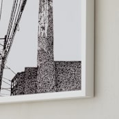 "City In Dots No. 1" - Art Print in Black and White by Michelle Waldie - Frame Close-up