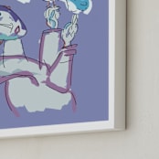 "Peace Bird" - Art Print in China Blue by Stuart Heir - Frame Close-up