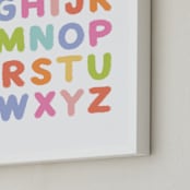 "Fuzzy Alphabet" - Art Print in Rainbow by Kristen Magee - Frame Close-up