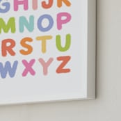 "Fuzzy Alphabet" - Art Print in Rainbow by Kristen Magee - Frame Close-up