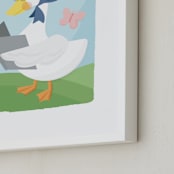 "Mother Goose" - Art Print in Sky Blue by Jessie Steury - Frame Close-up