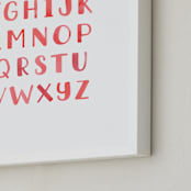 "Lettering Alphabet" - Art Print in Soft Red by Luz Alliati - Frame Close-up