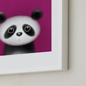 "Little Panda" - Art Print in Fuchsia by Farinaz Vaseghi - Frame Close-up