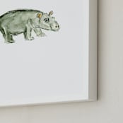 "Holly Hippo" - Art Print in Hippo Grey by Mande Calhoun - Frame Close-up