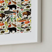 "Flora & Fauna " - Art Print in True Black by CedarandGrey - Frame Close-up