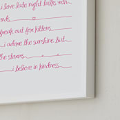 "Positive Script" - Art Print in Hot pink by Rebecca Lowe - Frame Close-up