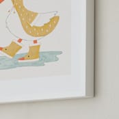 "Rainy Day Duck" - Art Print in Yellow Ochre by Sabrina Excene - Frame Close-up