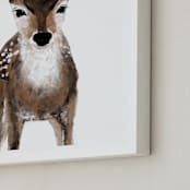 "Baby Animal Deer" - Art Print in chestnut brown by Cass Loh - Frame Close-up