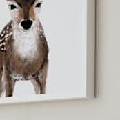 "Baby Animal Deer" - Art Print in chestnut brown by Cass Loh - Frame Close-up