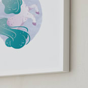 "One of a Kind Unicorn" - Art Print in Turquoise by Sam Dubeau - Frame Close-up