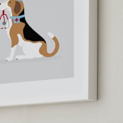 "Doctor Beagle" - Art Print in Smoke by Ashley Presutti Beasley - Frame Close-up