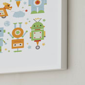 "Robot Collective II" - Art Print in Bright by Dawn Jasper - Frame Close-up