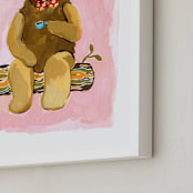 "Spot of Tea" - Art Print in orchid pink by Betty Hatchett - Frame Close-up
