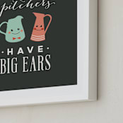 "Little Pitchers, Big Ears" - Art Print in Charcoal Grey by Tanya Lee of Frooted Design - Frame Close-up