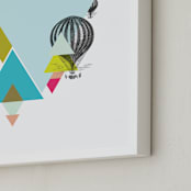 "Hot-Air Balloon Geo" - Art Print in Dusty Blue by Lady Noble - Frame Close-up