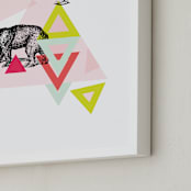 "Bear Geo" - Art Print in Dusty Pink by Lady Noble - Frame Close-up