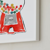 "Gumball Machine" - Art Print in Bright Red by Kelly Ventura - Frame Close-up