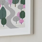 "Little walk in the forest" - Art Print in Light green and grey by Marta Crea - Frame Close-up