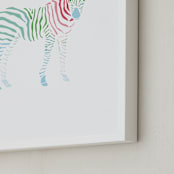 "Rainbow Zebra" - Art Print in Strawberry Pink by Meredith Collie - Frame Close-up
