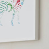 "Rainbow Zebra" - Art Print in Strawberry Pink by Meredith Collie - Frame Close-up